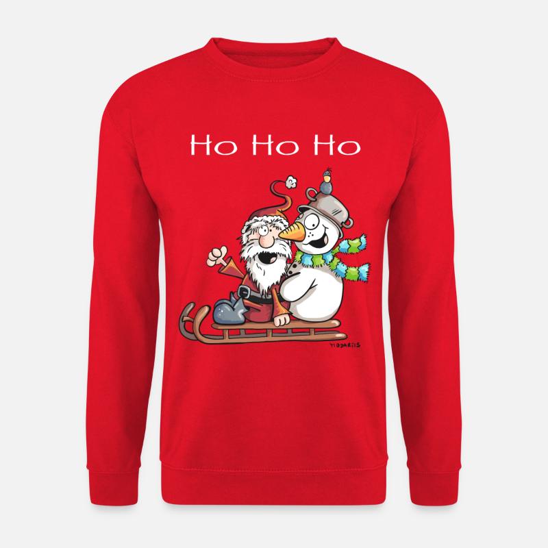 Weihnachtsmann und Schneemann - Comic - Unisex Pullover - Rot