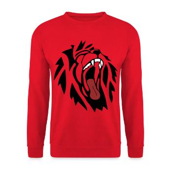 Löwe - Unisex Pullover - Rot - Vorne - Alina (178cm) & Michal (187cm)