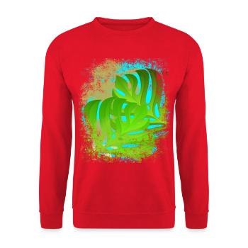 Holiday feeling palm trees & Monstera leaves green/gold - Unisex Sweatshirt - red - Front - Alina (178cm) & Michal (187cm)