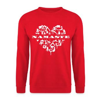 Namaste Yoga Meditation Yogapositionen Herz (3) - Unisex Pullover - Rot - Vorne - Alina (178cm) & Michal (187cm)