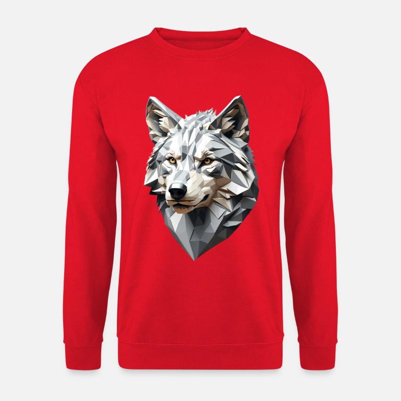 Wolfskopf LowPoly Geometrisch - Unisex Pullover - Rot