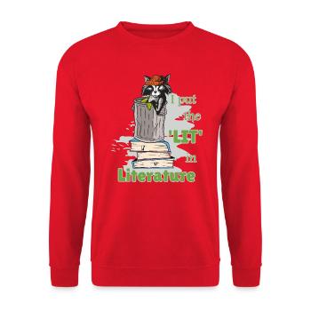 Funny Dictons Littérature Livre Écriture Raton Laveur - Sweat-shirt Unisexe - rouge - Devant - Alina (178cm) & Michal (187cm)