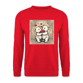 Lovely Bears - Two Teddies - Teddy Bears - Unisex Sweatshirt - red - Front - Alina (178cm) & Michal (187cm)