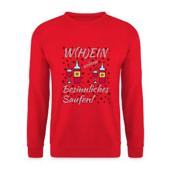Wein Weihnachten Besinnliches Fest und saufen - Unisex Pullover - Rot - Vorne - Alina (178cm) & Michal (187cm)