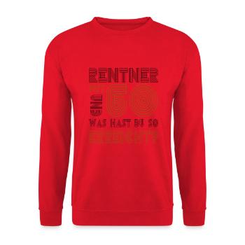 Rentner mit 60 und was hast du erreicht? Rente - Unisex Pullover - Rot - Vorne - Alina (178cm) & Michal (187cm)
