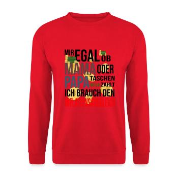 Inflationsausgleich bei Taschengeld - Unisex Pullover - Rot - Vorne - Alina (178cm) & Michal (187cm)