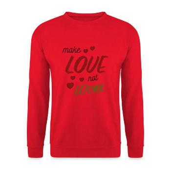 Make Love Not Work - Unisex Pullover - Rot - Vorne - Alina (178cm) & Michal (187cm)