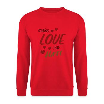 Make Love Not Hate Sayings - Unisex Sweatshirt - red - Front - Alina (178cm) & Michal (187cm)