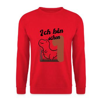Kinder Geburtstag 1. Jahr Dino - Unisex Pullover - Rot - Vorne - Alina (178cm) & Michal (187cm)