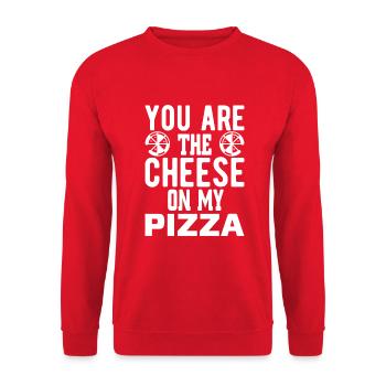 Tu es le fromage sur ma pizza - Sweat-shirt Unisexe - rouge - Devant - Alina (178cm) & Michal (187cm)