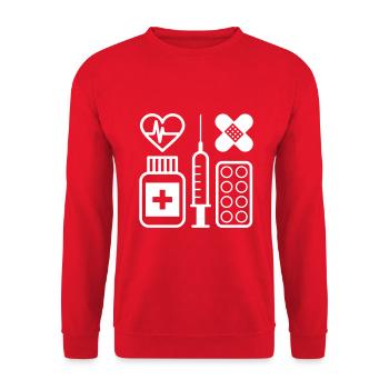 Krankenschwester T-shirt - Unisex Pullover - Rot - Vorne - Alina (178cm) & Michal (187cm)