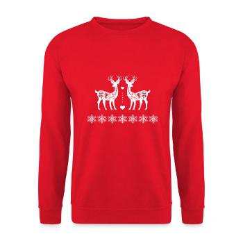 Weihnachtspulli - Unisex Pullover - Rot - Vorne - Alina (178cm) & Michal (187cm)