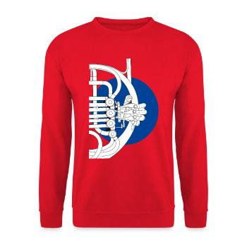 Horn Hand Waldhorn Althorn Bügelhorn Baritonhorn - Unisex Pullover - Rot - Vorne - Alina (178cm) & Michal (187cm)