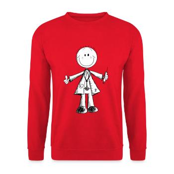 Lustiges Arzt Strichmännchen - Ärzte - Medizin - Unisex Pullover - Rot - Vorne - Alina (178cm) & Michal (187cm)