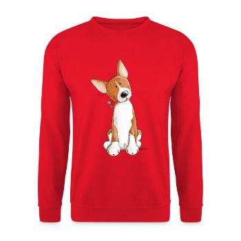 Kleiner Basenji I Hunderasse Comic I Hund - Unisex Pullover - Rot - Vorne - Alina (178cm) & Michal (187cm)