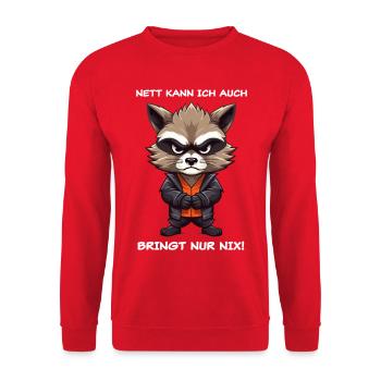 Nett Kann Ich Auch - hell - Unisex Pullover - Rot - Vorne - Alina (178cm) & Michal (187cm)