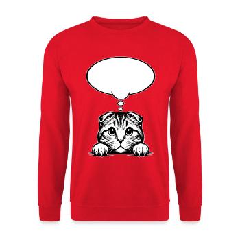 Schottische Faltohrkatze Sprechblase - Unisex Pullover - Rot - Vorne - Alina (178cm) & Michal (187cm)