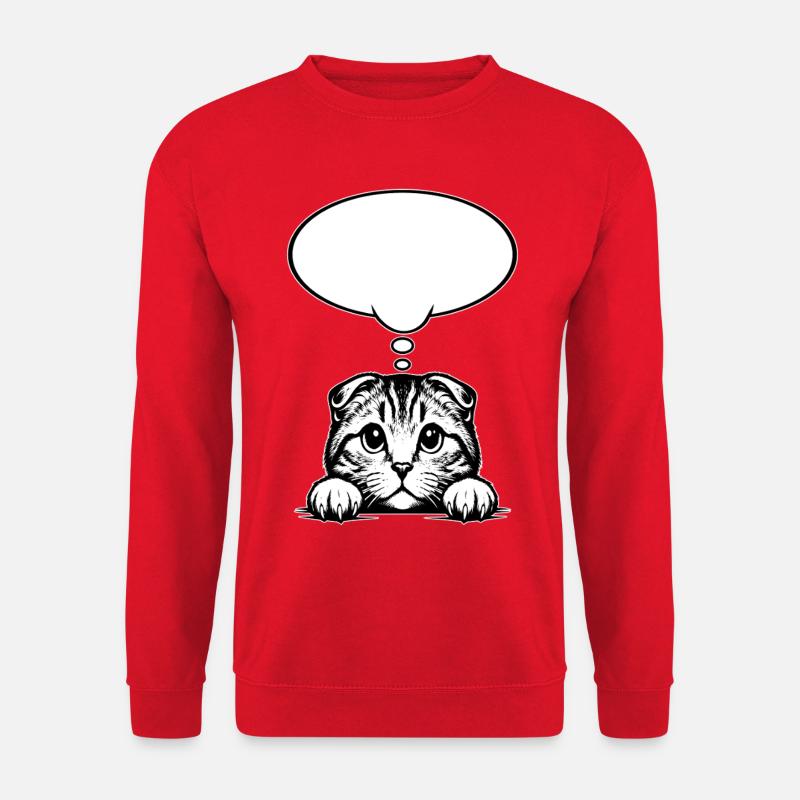 Scottish Fold-eared Cat Speech Bubble - Unisex Sweatshirt - red