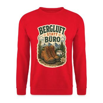 BERGLUFT STATT BÜRO - Unisex Pullover - Rot - Vorne - Alina (178cm) & Michal (187cm)