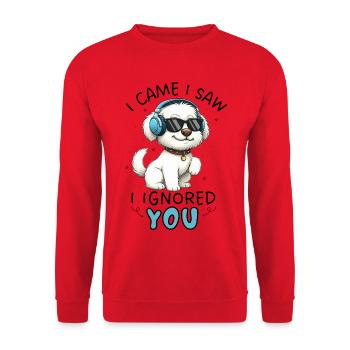Cartoon Maltese I Came I Saw I Ignored You - Unisex Sweatshirt - red - Front - Alina (178cm) & Michal (187cm)