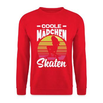 Skateboard Skater Retro Vintage Skaten Geschenk - Unisex Pullover - Rot - Vorne - Alina (178cm) & Michal (187cm)