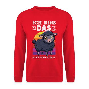 Das Schwarze Schaf Lustiges Motiv - Unisex Pullover - Rot - Vorne - Alina (178cm) & Michal (187cm)