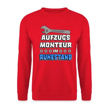 Aufzugsmonteur Spruch Servicetechniker Opa - Unisex Pullover - Rot - Vorne - Alina (178cm) & Michal (187cm)