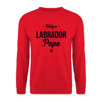Stolzer Labrador Papa - Labbi Liebe - Unisex Pullover - Rot - Vorne - Alina (178cm) & Michal (187cm)