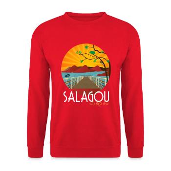 Illustration du lac du Salagou | terragrafika® - Sweat-shirt Unisexe - rouge - Devant - Alina (178cm) & Michal (187cm)