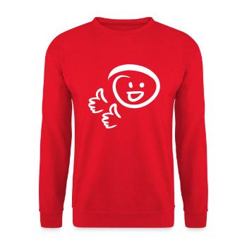 Well done! Face smiles two thumbs up. - Unisex Sweatshirt - red - Front - Alina (178cm) & Michal (187cm)