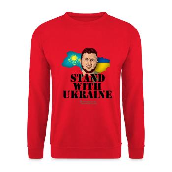 Ukraine Kazakhstan Supporters Merch - Unisex Sweatshirt - red - Front - Alina (178cm) & Michal (187cm)