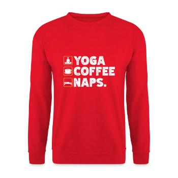 YOGA COFFEE NAPS - Unisex Pullover - Rot - Vorne - Alina (178cm) & Michal (187cm)
