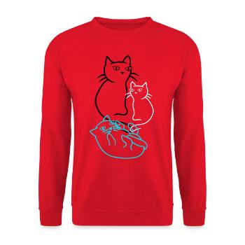 Chatte Chaton Famille Chat domestique Miaou - Sweat-shirt Unisexe - rouge - Devant - Alina (178cm) & Michal (187cm)