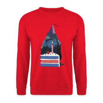 Geburtstags Party Rabe Krähe - Unisex Pullover - Rot - Vorne - Alina (178cm) & Michal (187cm)