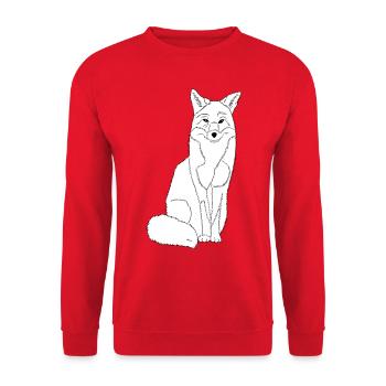 happy fox in black and white - Unisex Sweatshirt - red - Front - Alina (178cm) & Michal (187cm)