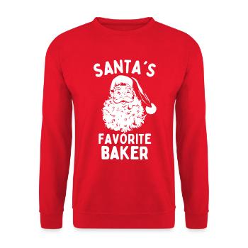 Santas favorite Baker funny christmas saying - Unisex Sweatshirt - red - Front - Alina (178cm) & Michal (187cm)