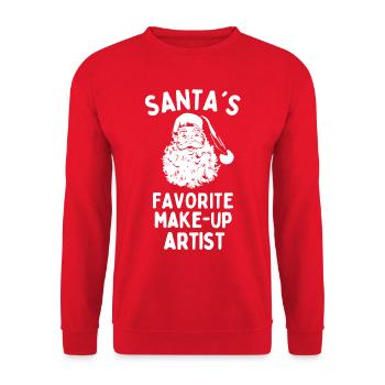 Santas Lieblings-Visagist lustige Weihnachten - Unisex Pullover - Rot - Vorne - Alina (178cm) & Michal (187cm)
