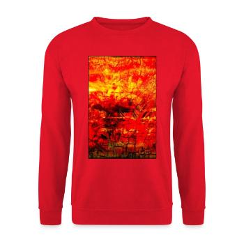 "LaVa" Acrylic Paint by Marco Eckenbrecht - Unisex Sweatshirt - red - Front - Alina (178cm) & Michal (187cm)