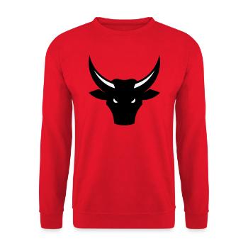 Stier / Bulle / Ochse / Stierkopf (2C) - Unisex Pullover - Rot - Vorne - Alina (178cm) & Michal (187cm)