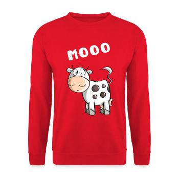 Little Mooo Cow - Cows - Comic - Unisex Sweatshirt - red - Front - Alina (178cm) & Michal (187cm)