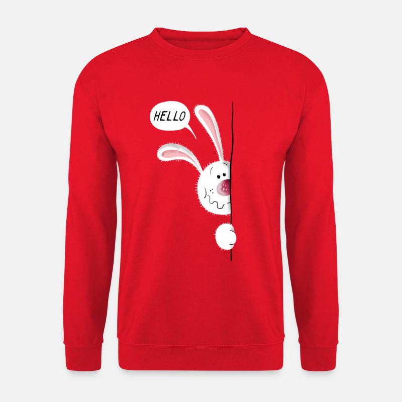 Kaninchen sagt Hello - Unisex Pullover - Rot