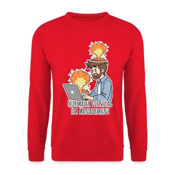 Everything escalated? Normalize Tuesday in management! - Unisex Sweatshirt - red - Front - Alina (178cm) & Michal (187cm)