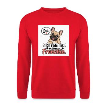 Ich rede mit meinem Frenchie - Unisex Pullover - Rot - Vorne - Alina (178cm) & Michal (187cm)