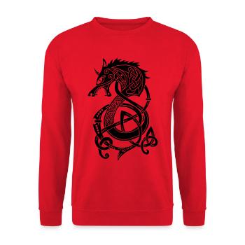 Viking Wolf Dragon (Black) - Unisex Sweatshirt - red - Front - Alina (178cm) & Michal (187cm)