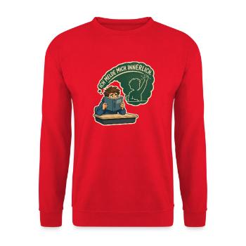 Ich melde mich innerlich – Introvertierter Schüler - Unisex Pullover - Rot - Vorne - Alina (178cm) & Michal (187cm)