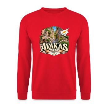Avakas Gorge – Wandern & Abenteuer auf Zypern - Unisex Pullover - Rot - Vorne - Alina (178cm) & Michal (187cm)