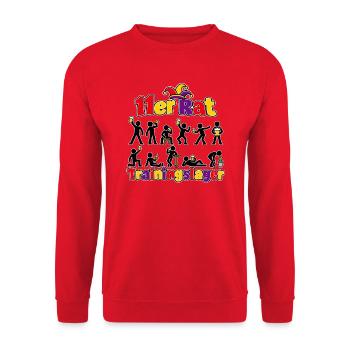 11er Rat Trainingslager – Närrischer Bierhumor - Unisex Pullover - Rot - Vorne - Alina (178cm) & Michal (187cm)