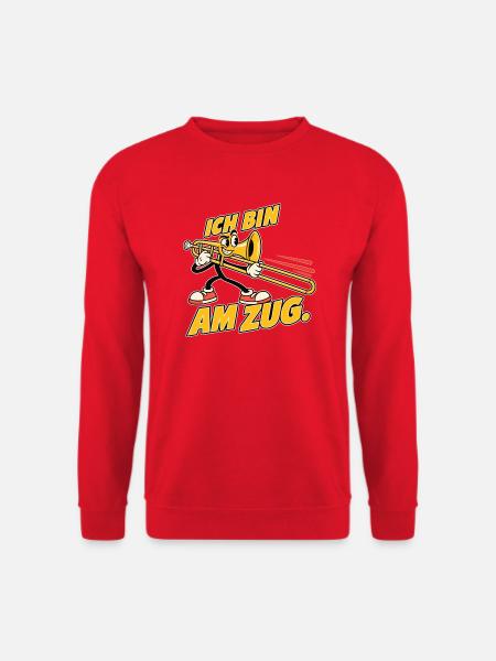 Ich bin am Zug – Lustiges Posaunen-Maskottchen - Unisex Pullover - Rot
