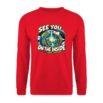 See You On The Inside – Hollow Earth - Unisex Pullover - Rot - Vorne - Alina (178cm) & Michal (187cm)