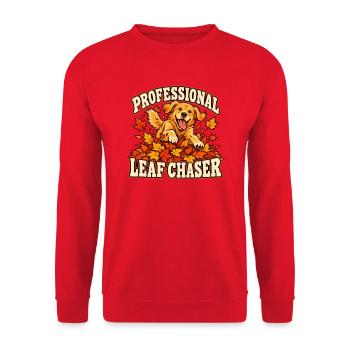 Professional Leaf Chaser – Herbst-Hundemotiv - Unisex Pullover - Rot - Vorne - Alina (178cm) & Michal (187cm)